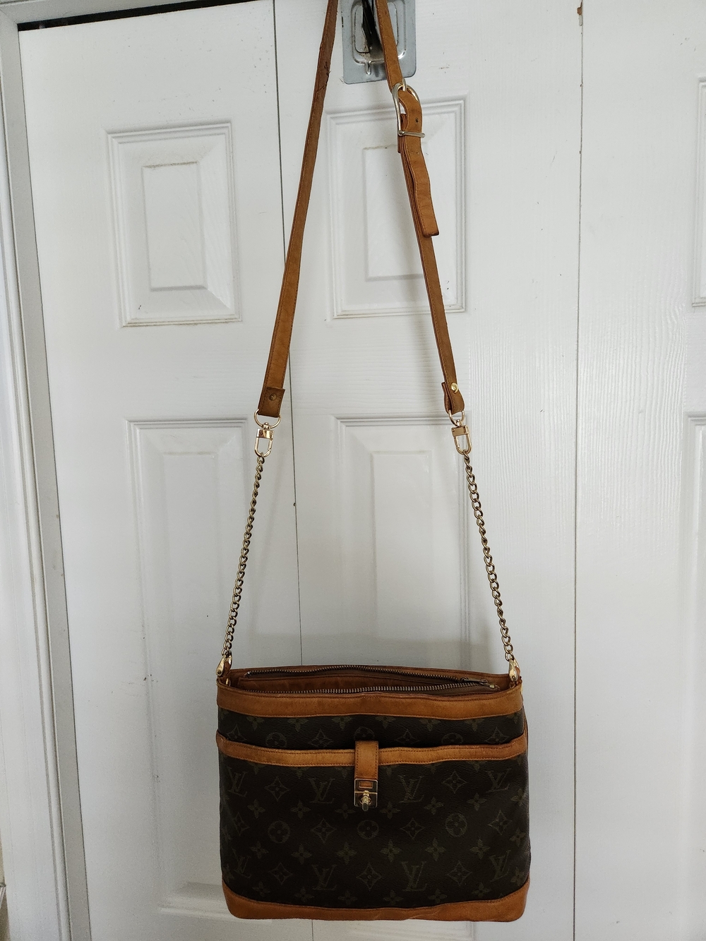Louis Vuitton Monogram Coated Canvas Crossbody in Brown & Tan - Picture 3 of 7